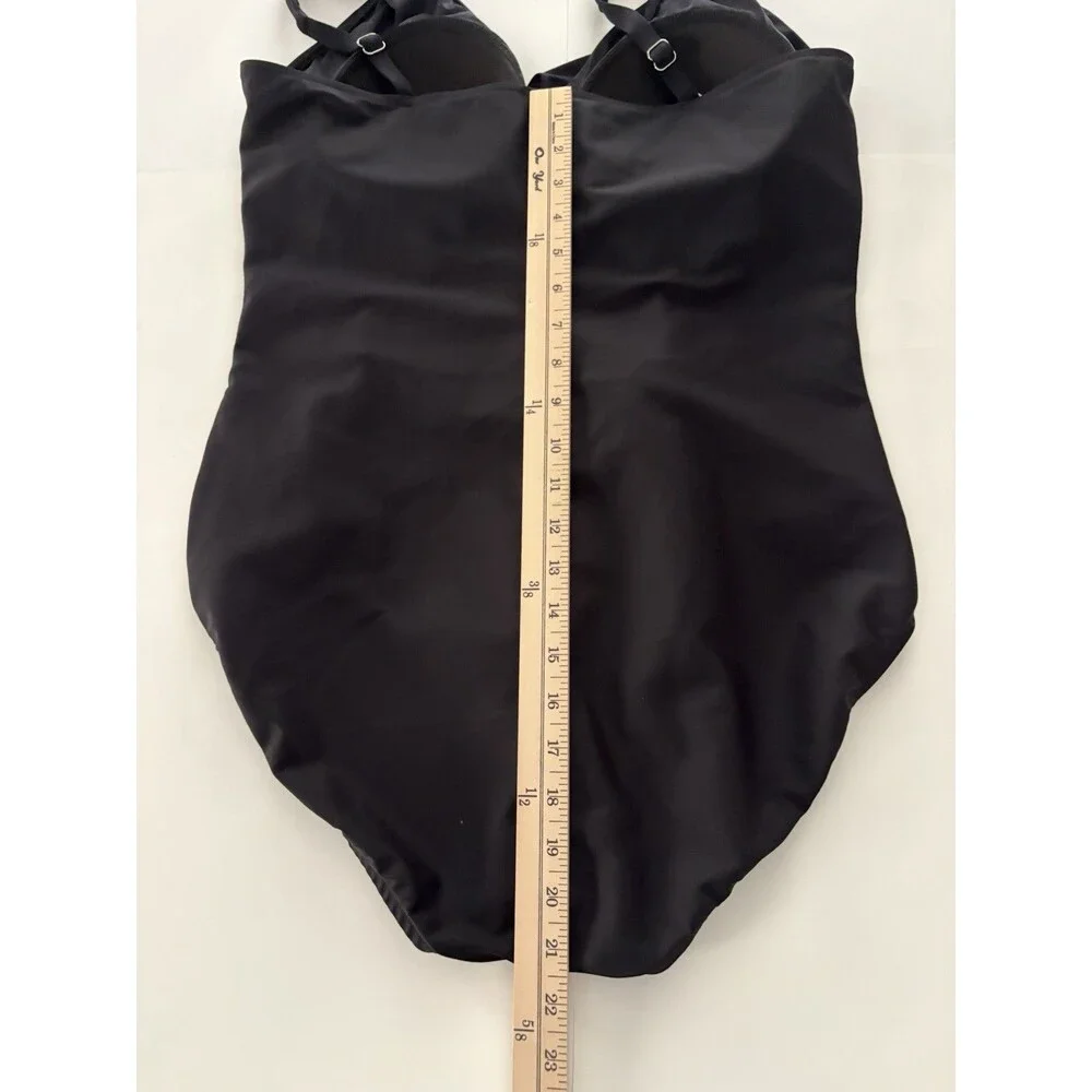 Miraclesuit One Piece Wrap Swimsuit Size 18 Black Ruching Slimming 6502910